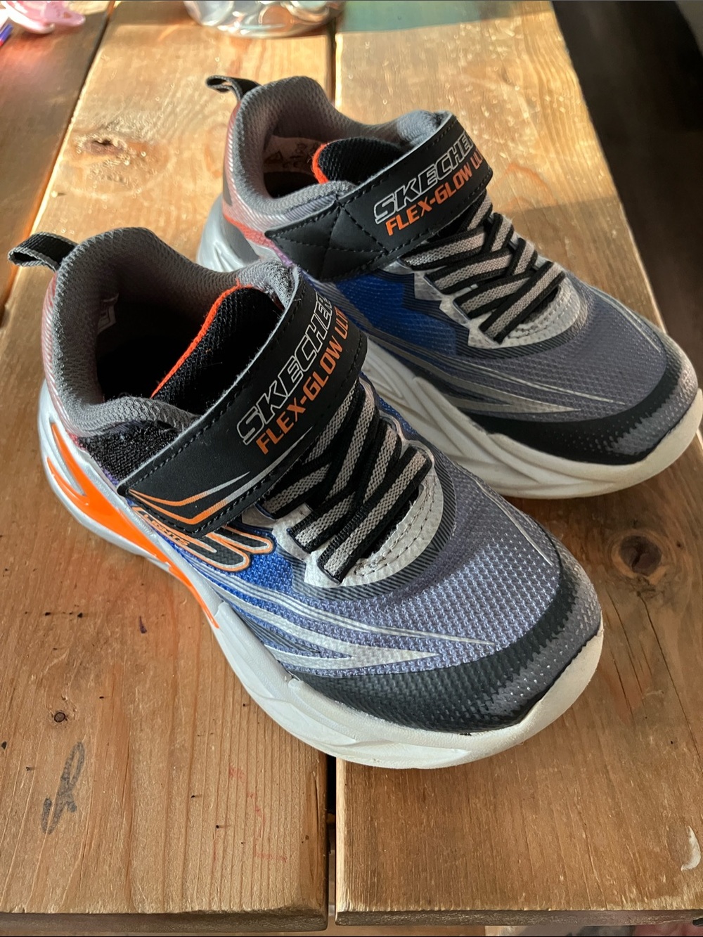 Skechers Kids Gray, Blue & Orange Flex-Glow Sneakers